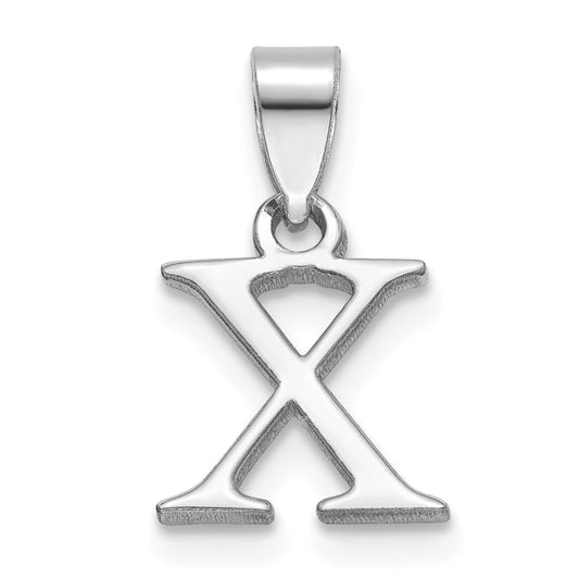 14K White Gold Polished Block Letter X Initial Pendant