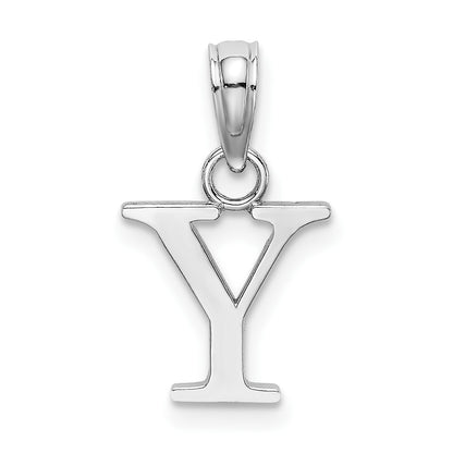 14K White Gold Polished Block Letter Y Initial Pendant