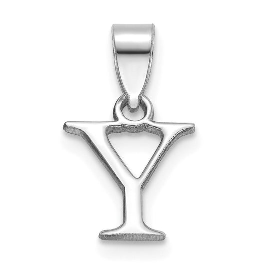 14K White Gold Polished Block Letter Y Initial Pendant