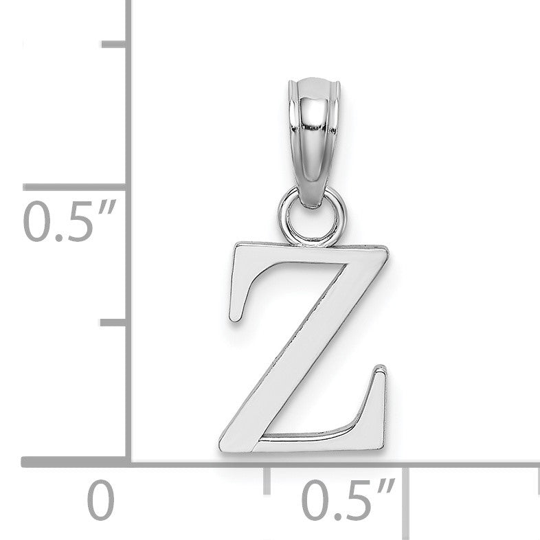 14K White Gold Polished Block Letter Z Initial Pendant