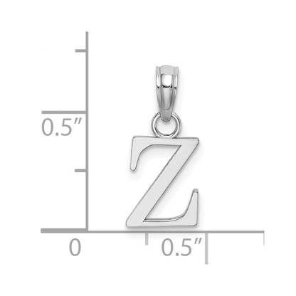 14K White Gold Polished Block Letter Z Initial Pendant