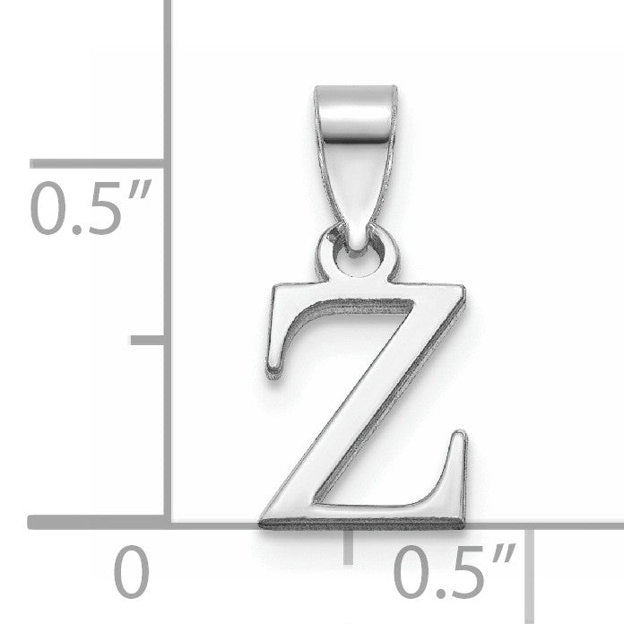 14K White Gold Polished Block Letter Z Initial Pendant