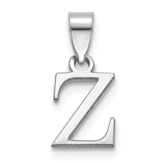 14K White Gold Polished Block Letter Z Initial Pendant