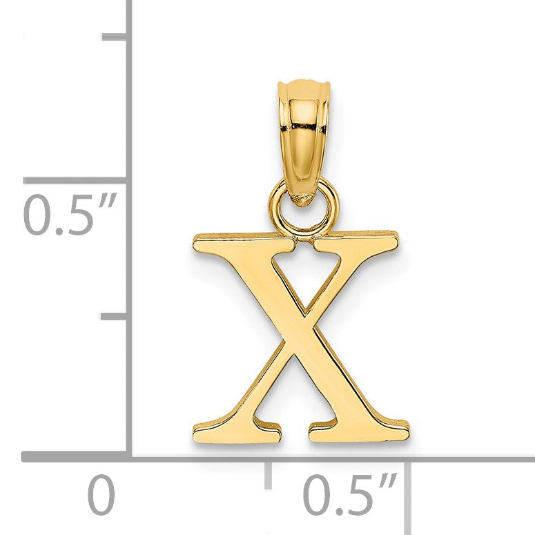 14K Polished Block Letter X Initial Pendant