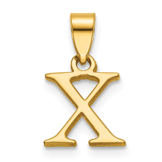 14K Polished Block Letter X Initial Pendant