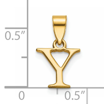 14K Polished Block Letter Y Initial Pendant