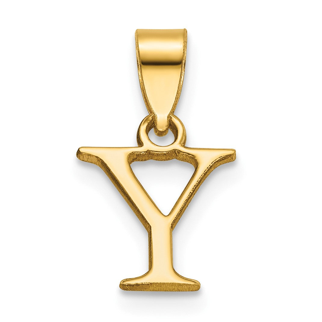 14K Polished Block Letter Y Initial Pendant