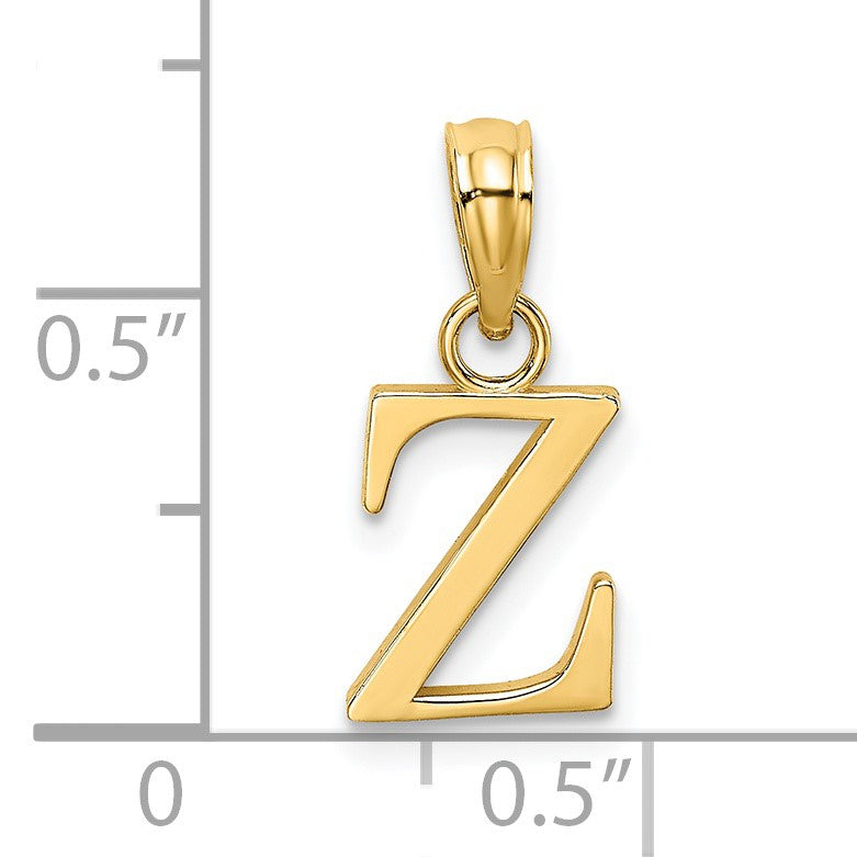 14K Polished Block Letter Z Initial Pendant