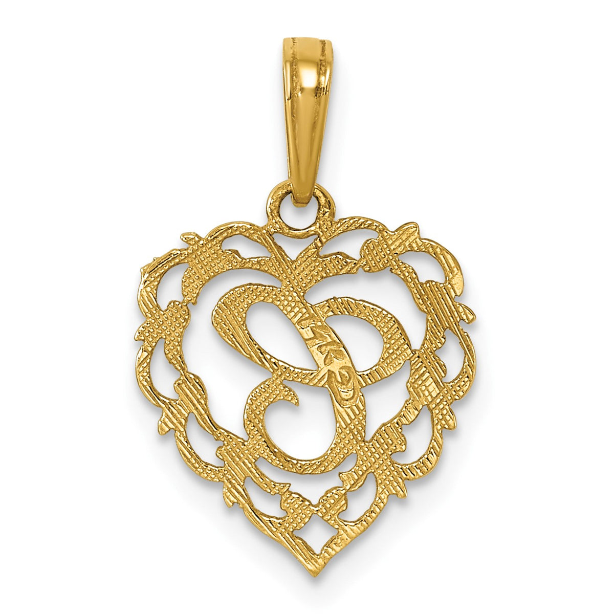 14KY Heart Script Letter C Initial Charm