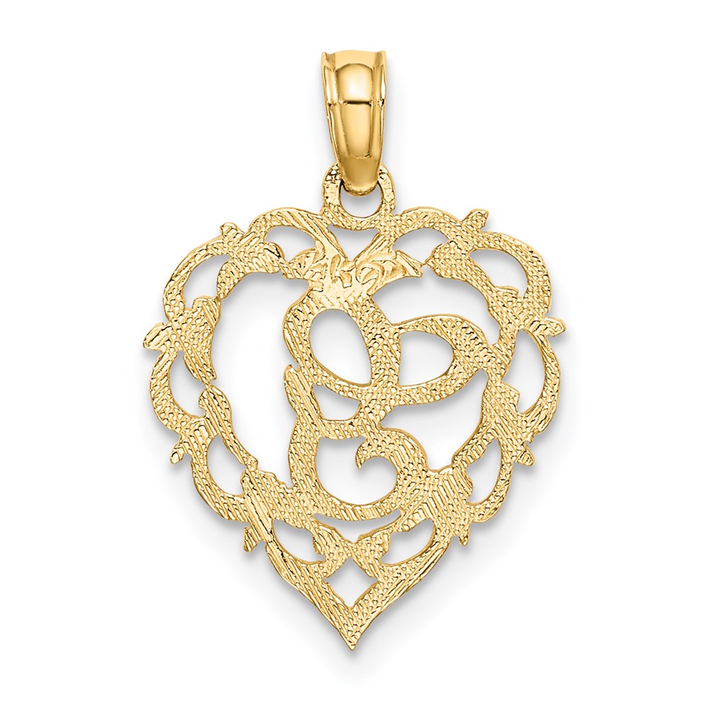 14KY Heart Script Letter G Initial Charm