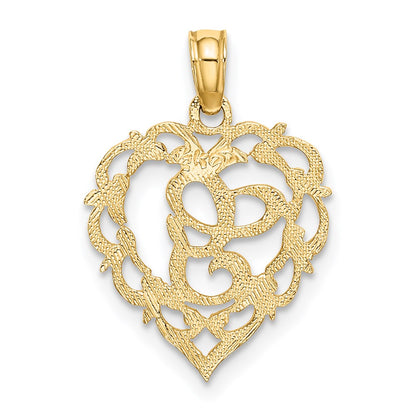 14KY Heart Script Letter G Initial Charm