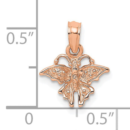 14K Rose Gold Textured Mini Butterfly Charm