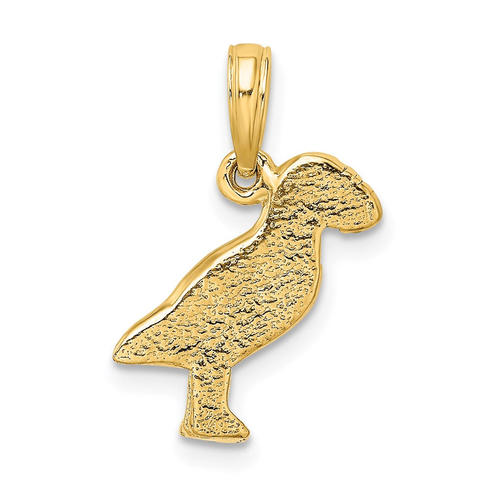 14K 2-D Polished and Textured Puffin Bird Charm