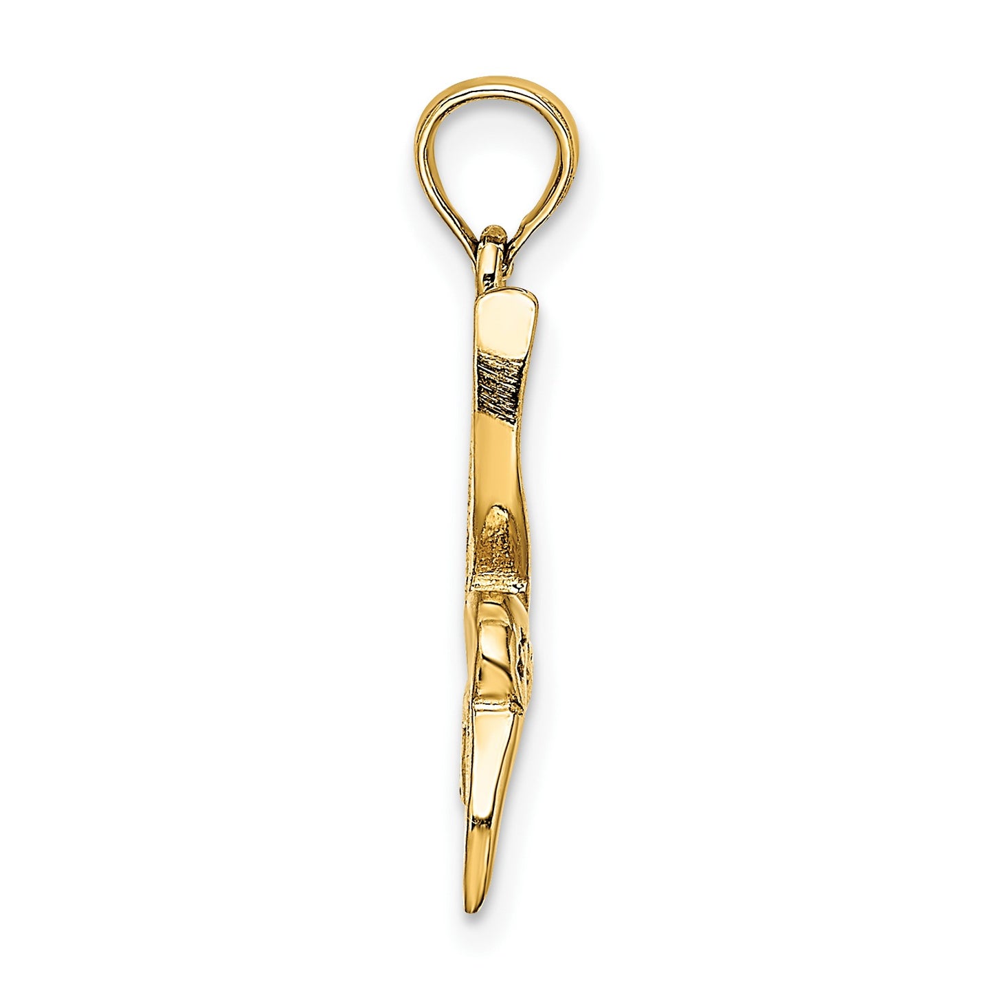 14K Textured Hummingbird Flying Charm