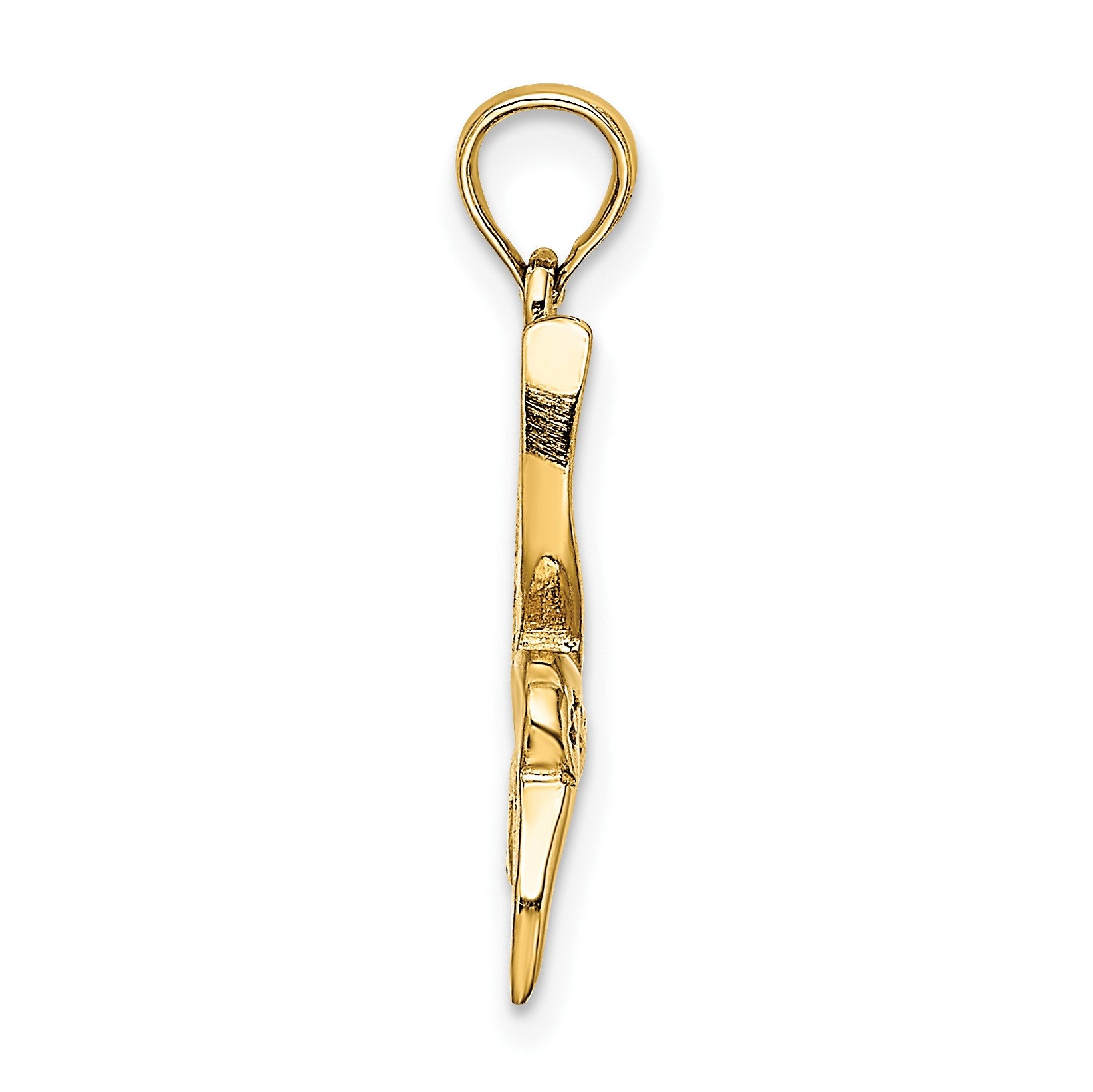 14K Textured Hummingbird Flying Charm
