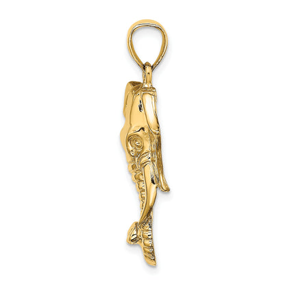 14K 2-D Elephant Head with Twisted Trunk Charm