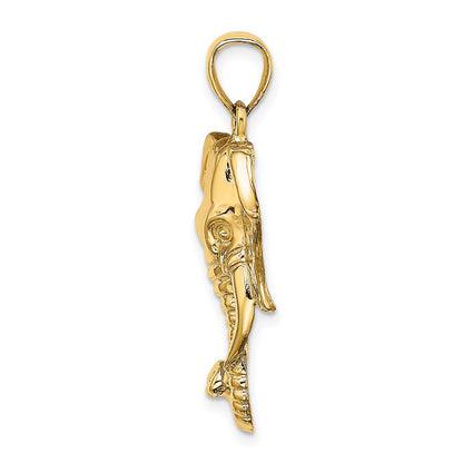 14K 2-D Elephant Head w/ Twisted Trunk Charm