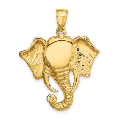 14K 2-D Elephant Head w/ Twisted Trunk Charm