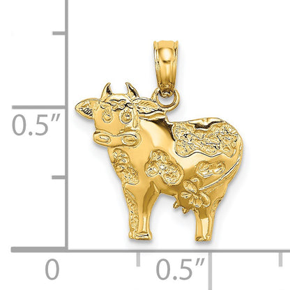 14K Polished Playful Cow Charm