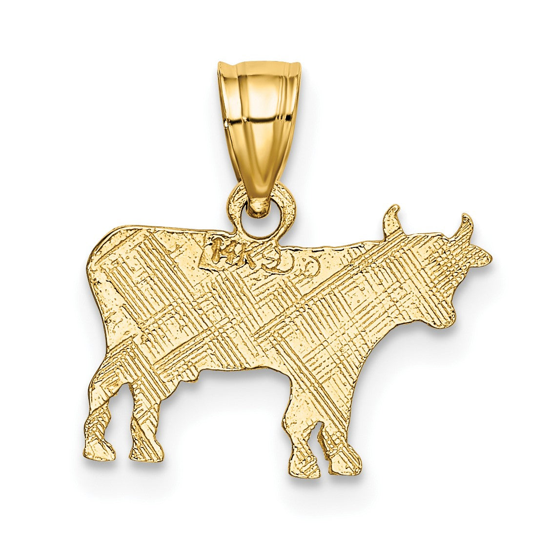 14K Flat and Textured Cow Charm