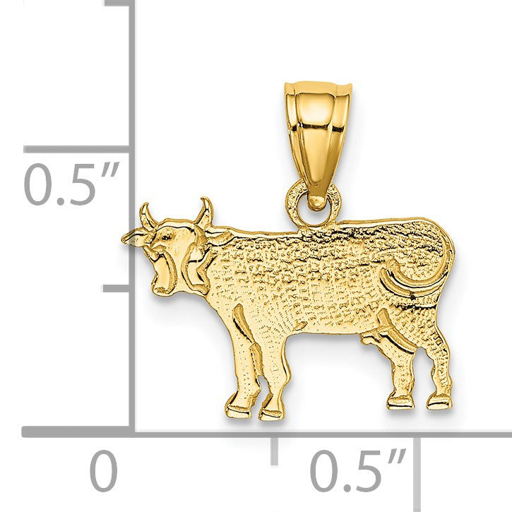 14K Flat and Textured Cow Charm