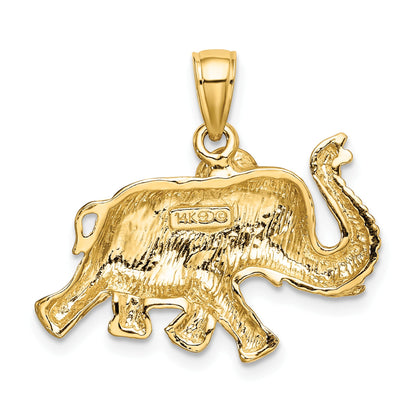 14K 2-D Elephant Running with Raised Trunk Charm