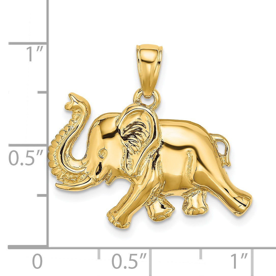 14K 2-D Elephant Running with Raised Trunk Charm
