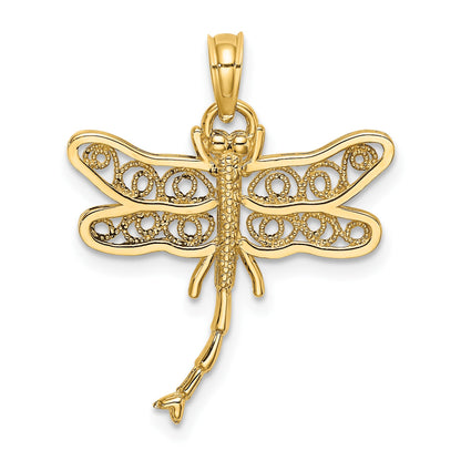 14K Dragonfly with Beaded Filigree Wings Charm