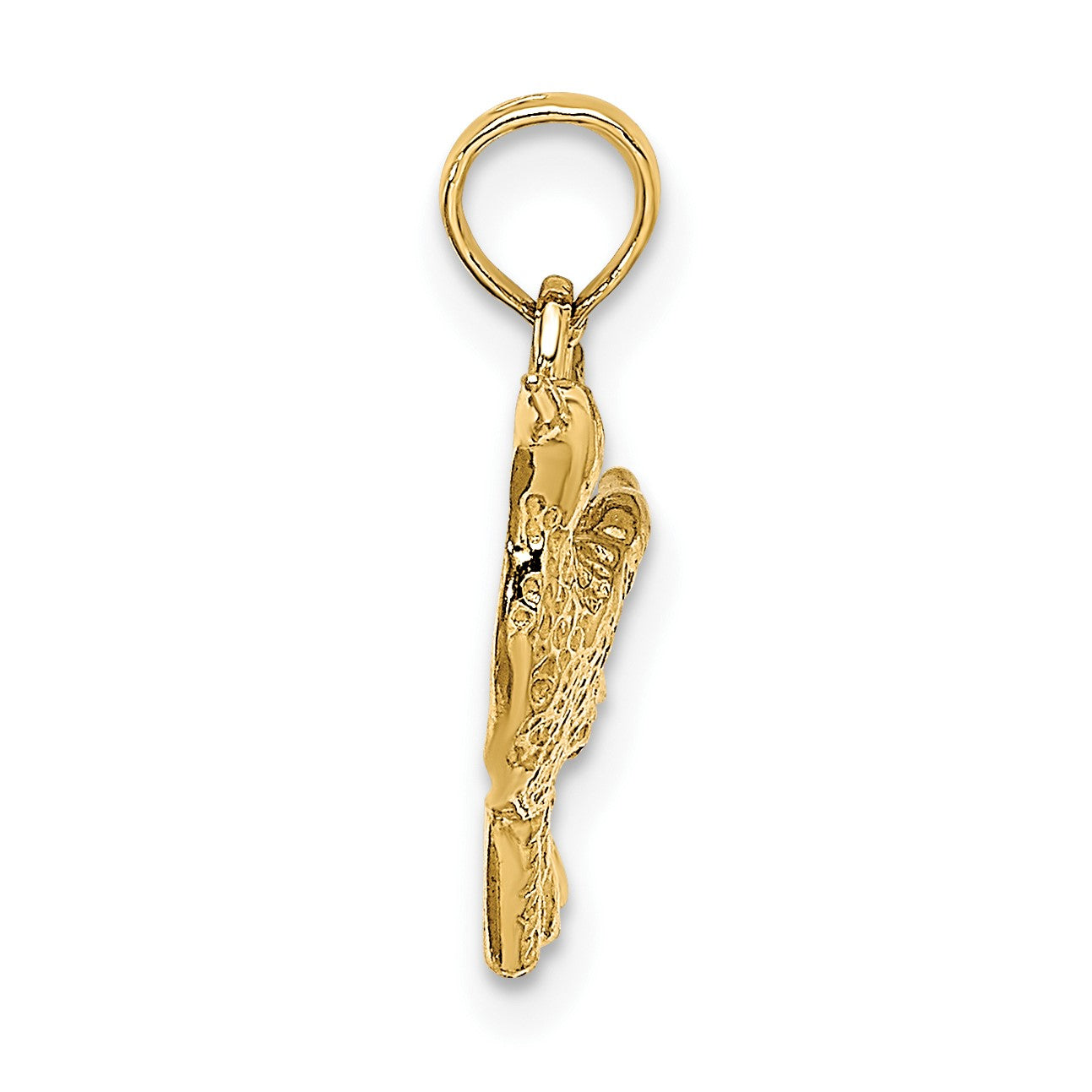 14K Textured Hummingbird Charm