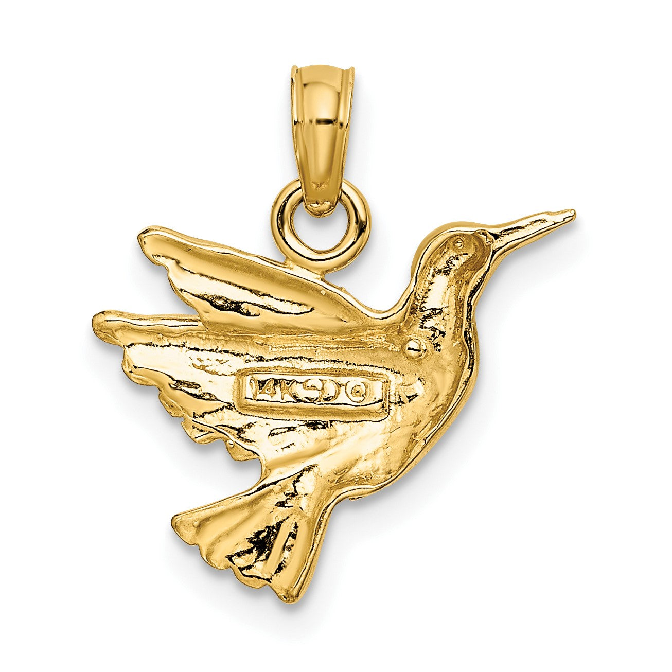 14K Textured Hummingbird Charm