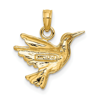14K Textured Hummingbird Charm