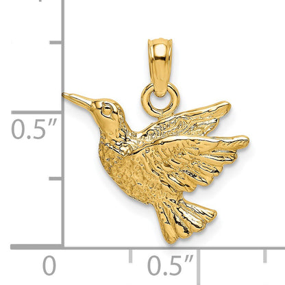 14K Textured Hummingbird Charm