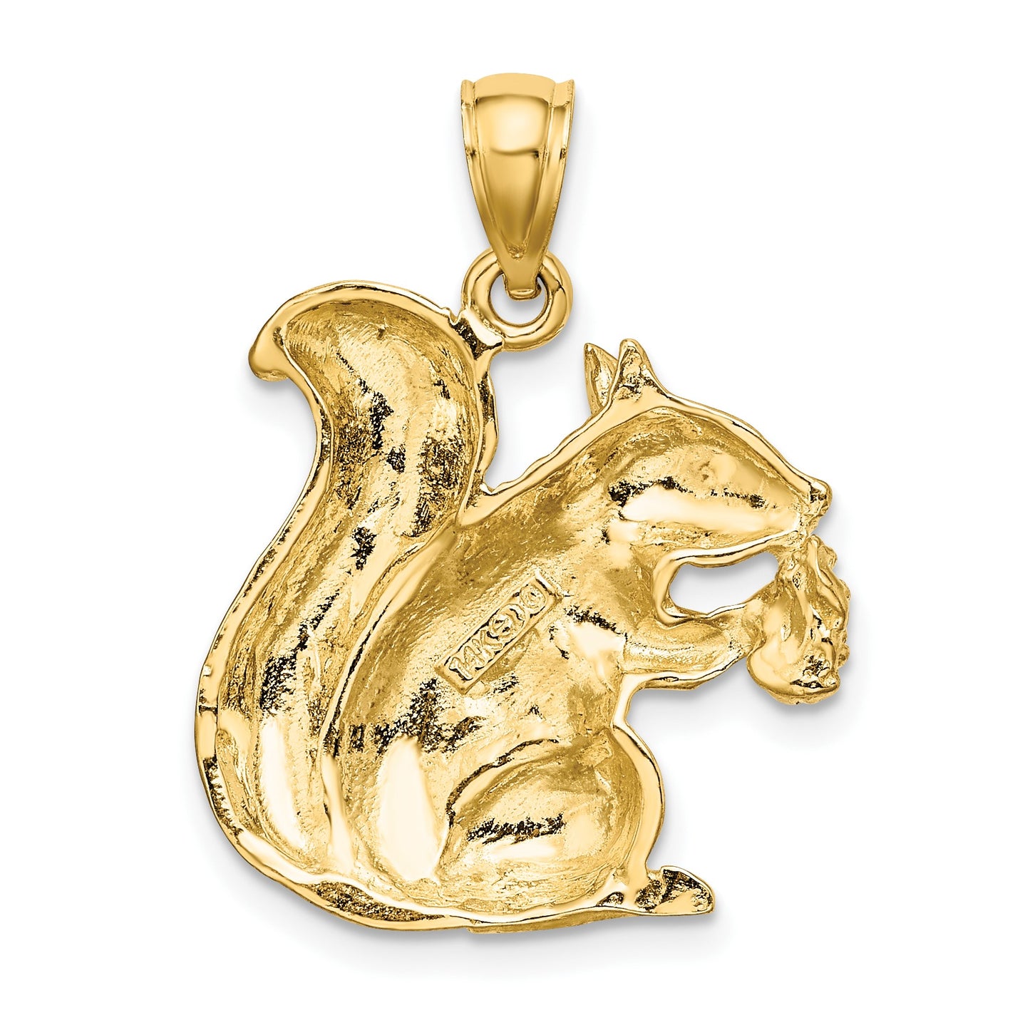 14K Textured Sitting Squirrel with Nut Charm