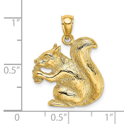14K Textured Sitting Squirrel with Nut Charm