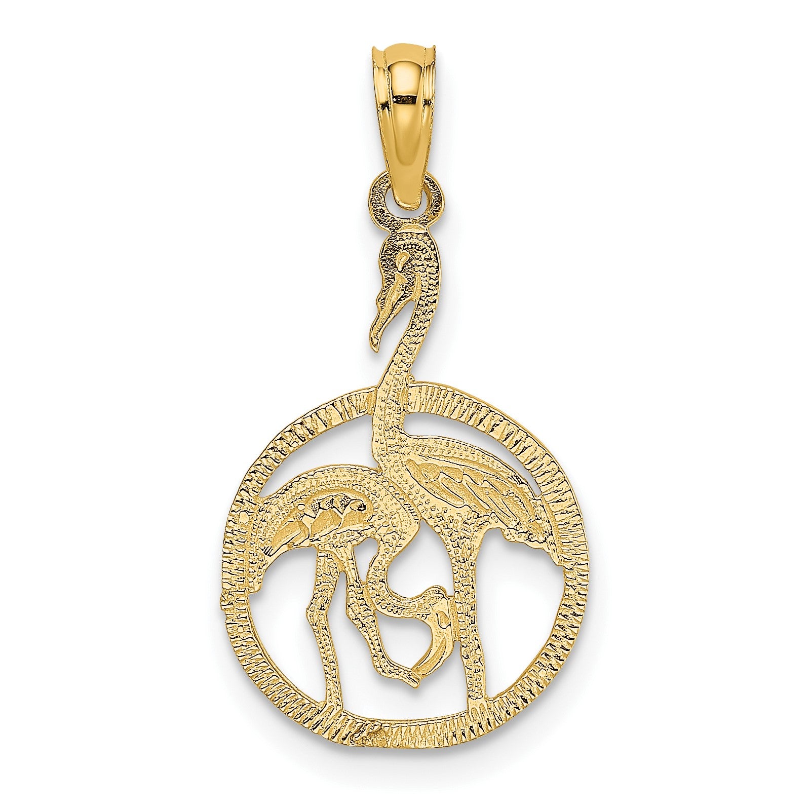 14K Flamingos In Circle Charm