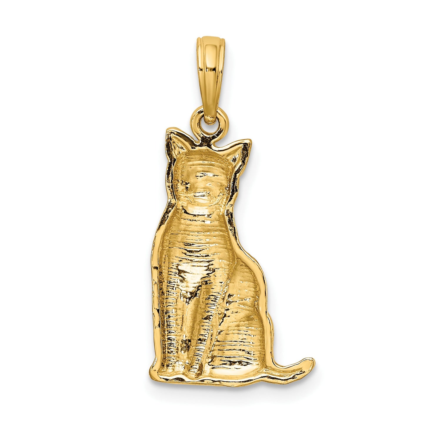 14K Textured Sitting Cat Charm