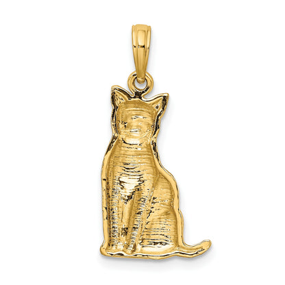 14K Textured Sitting Cat Charm