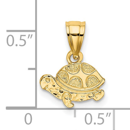 14K Flat and Textured Mini Turtle Charm