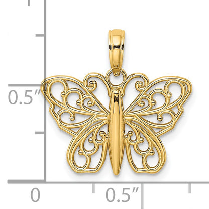 14K Filigree Butterfly Charm