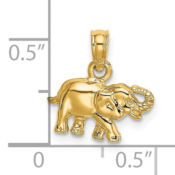 14K Polished Small Elephant Charm