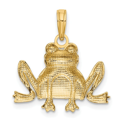 14K Textured Sitting Frog Charm