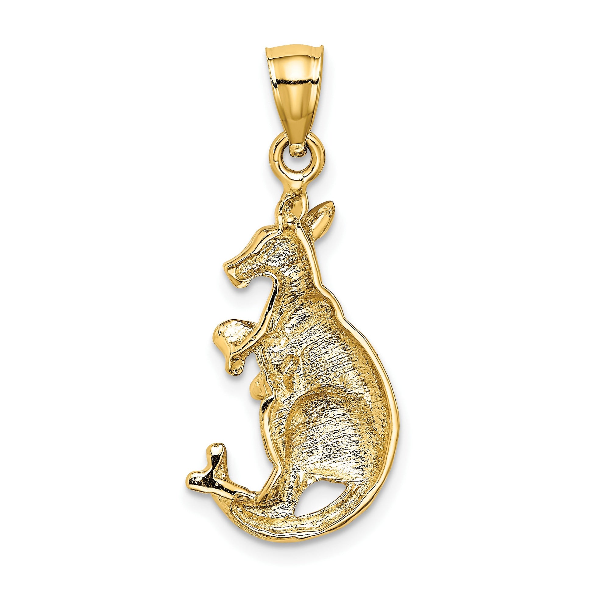 14K 2-D Kangaroo with Baby in Pouch Pendant