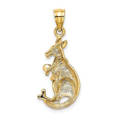 14K 2-D Kangaroo with Baby in Pouch Pendant