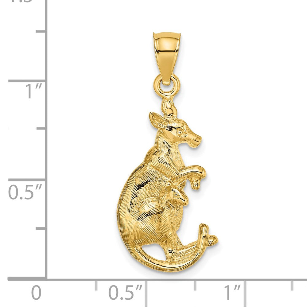 14K 2-D Kangaroo with Baby in Pouch Pendant