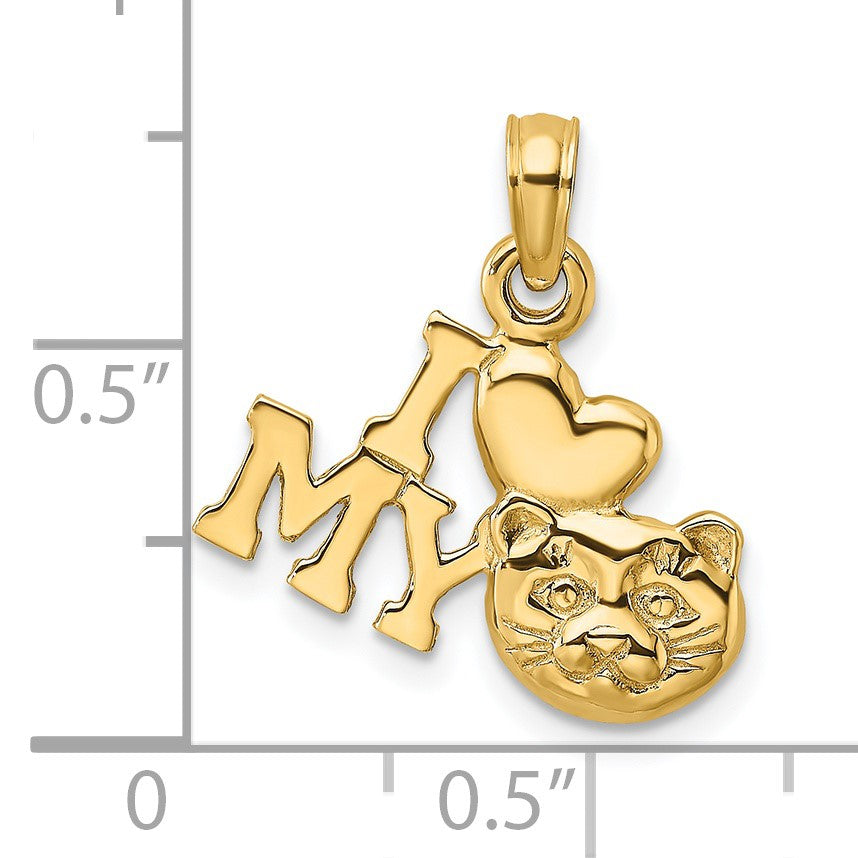 14K I HEART MY CAT Charm
