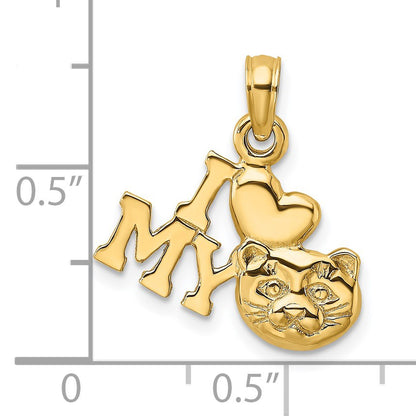 14K I HEART MY CAT Charm