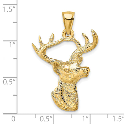 14K 2-D Deer Head 8-Point Buck Profile Charm