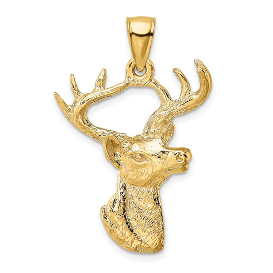 14K 2-D Deer Head Profile Charm