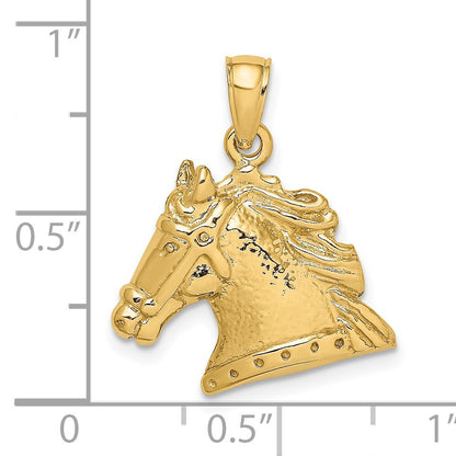 14K Textured Horse Head Charm