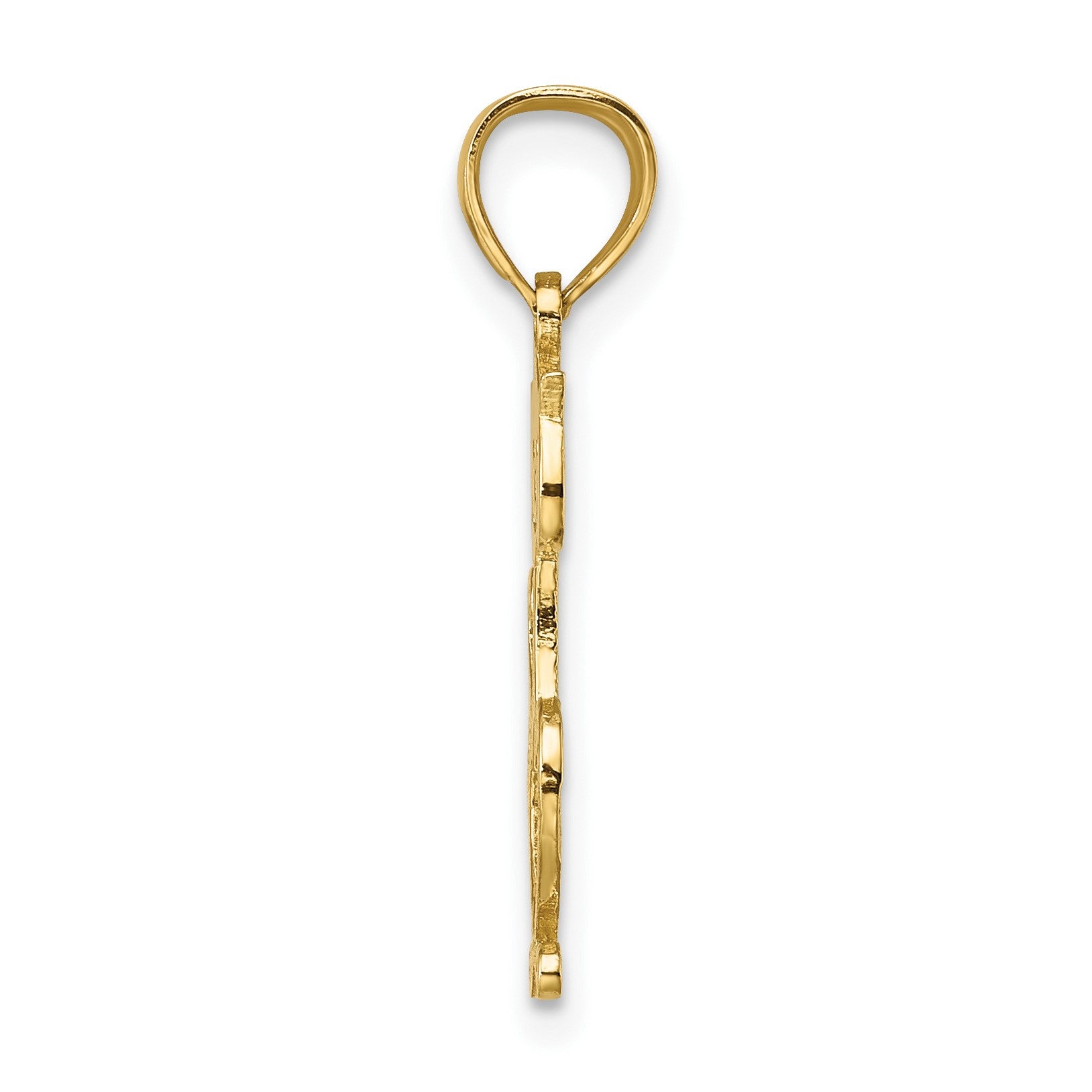 14K Cut-Out Textured Cat Charm